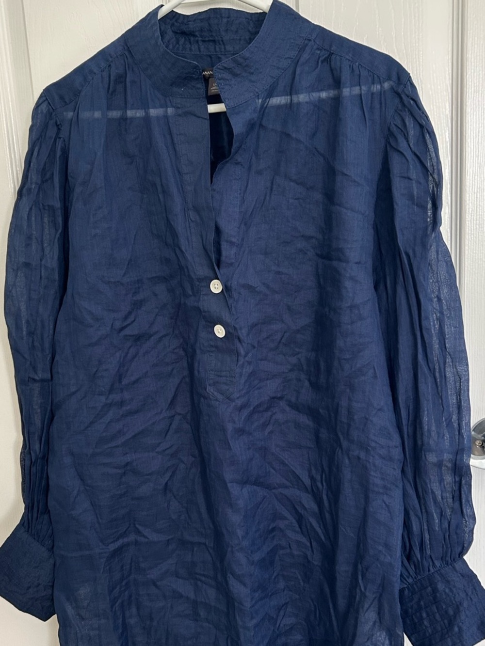 Banana Republic Ramie Popover Long-Sleeve Dress, Size Large. - Picture 3 of 6